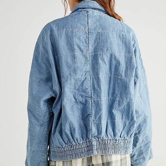 Free People Dolman Quilted Denim Jacket - color Cali Indigo - size Small - Picture 6 of 9